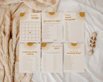 Boho Sun Babyparty Spiele: 12 druckbare Aktivitäten (digitaler Download)