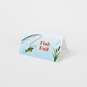 Tarjeta de etiqueta de comida O-Fish-Ally One, plantilla de carpa de pesca para bufé, tarjeta de carpa de comida, plantilla editable, Hank