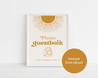 Retro Sun Foto-Gästebuch-Schild: Here Comes The Son Template SUNNY