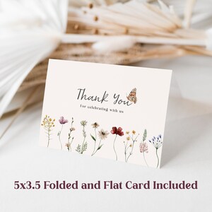 Garden Party Thank you Card Template, Wildflower Thank you Card, 5x3.5 Thank you Card Template, Flora image 3