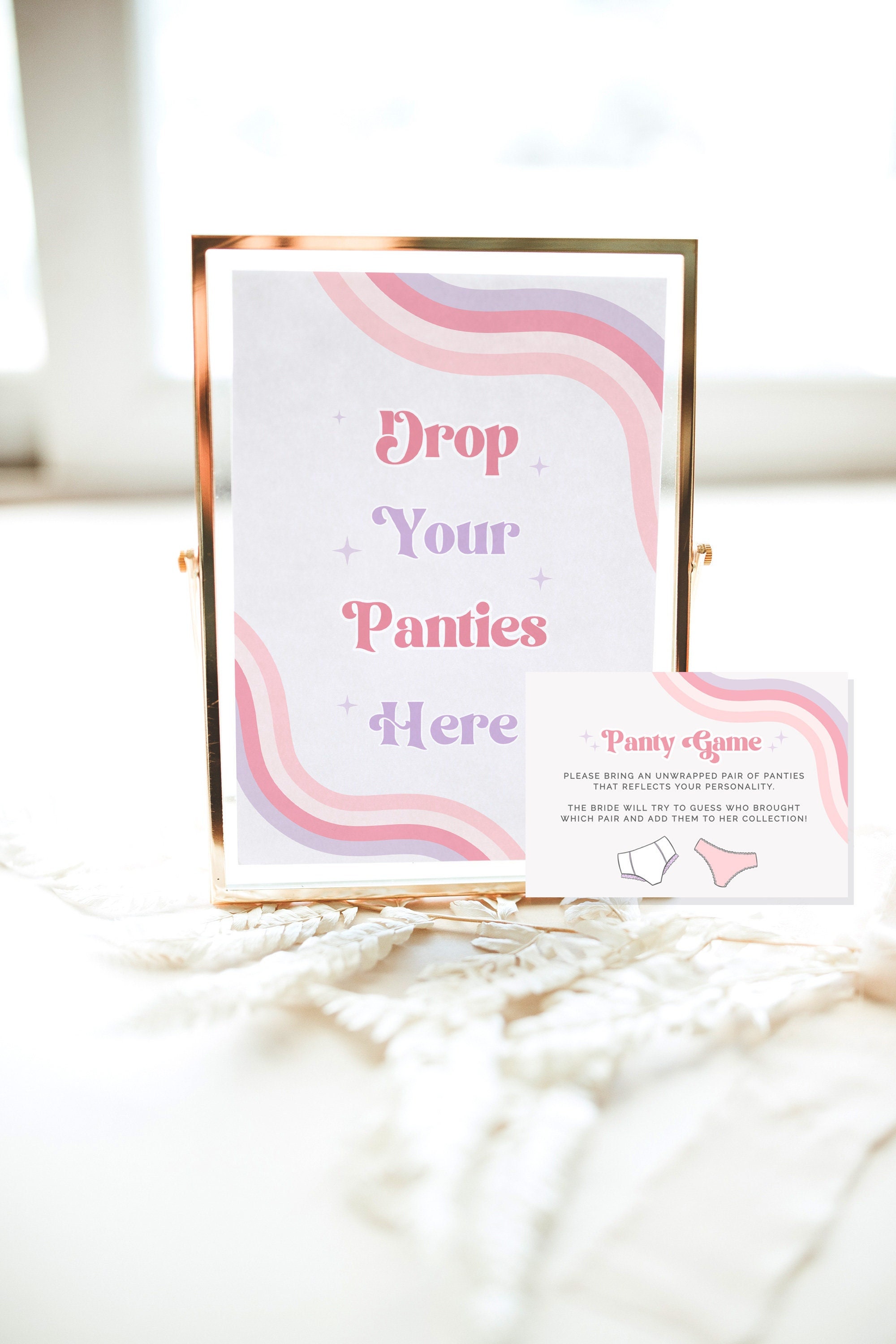 Drop Your Panties Sign and Panty Game Card, Blue Lingerie Bridal