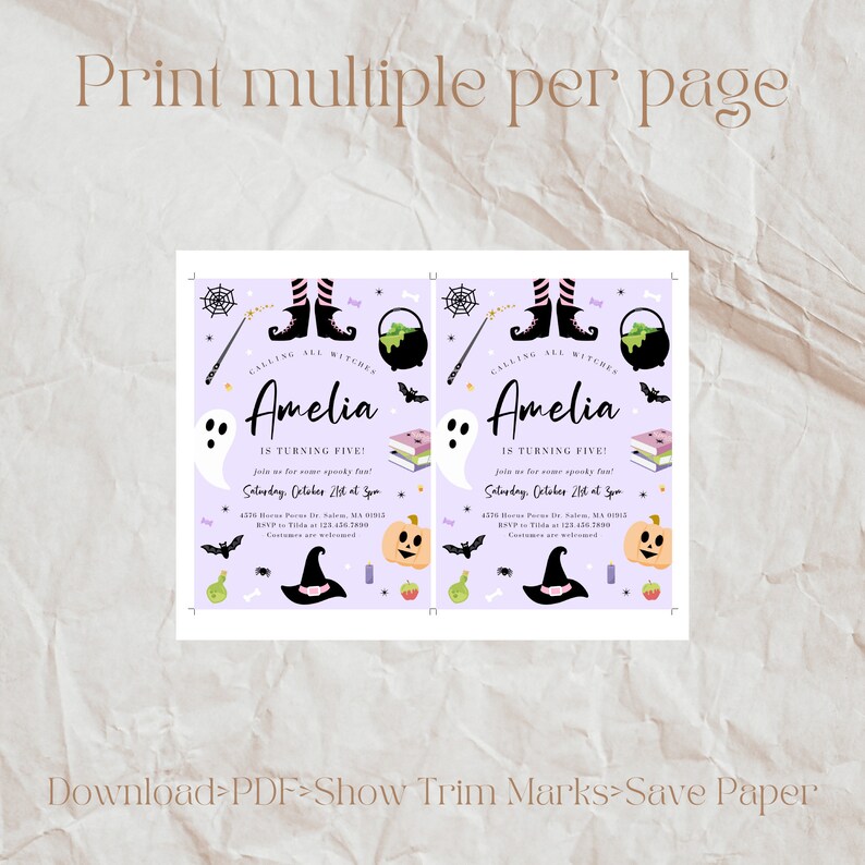 Witch Birthday Invitation: Spooky Halloween Party (Editable Digital Template) image 6