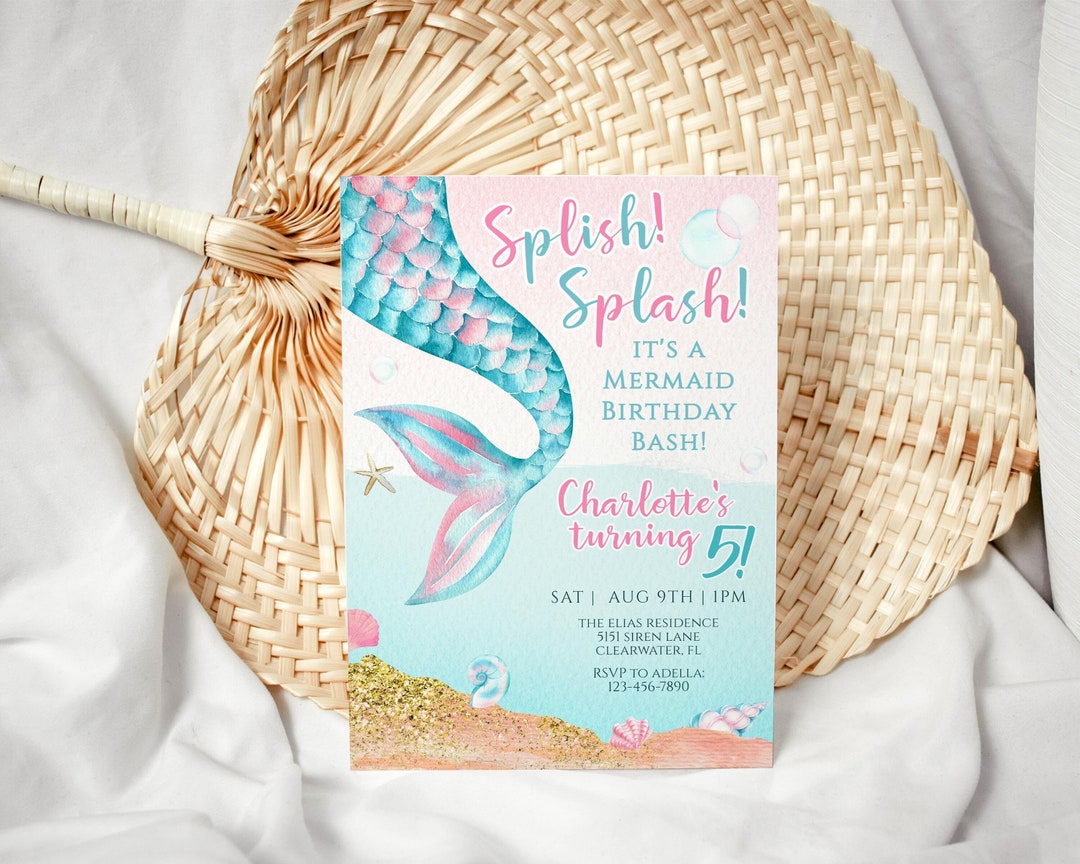 Mermaid Party Invitation Template Mermaid Party Invite Etsy