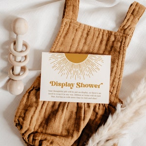 Insteekkaartsjabloon Sun Display Shower, Retro Sun Babyshower, Here Comes The Son, doorzichtige omslag, SUNNY