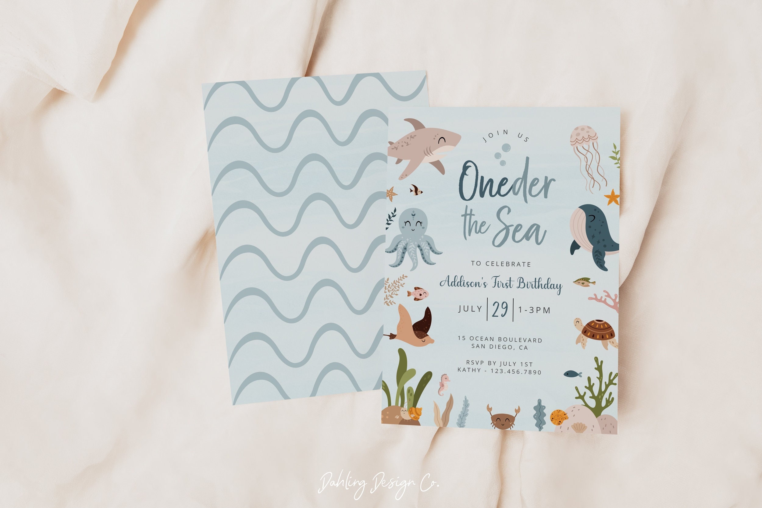Oneder the Sea Birthday Invitation Template, Under the Sea Invite