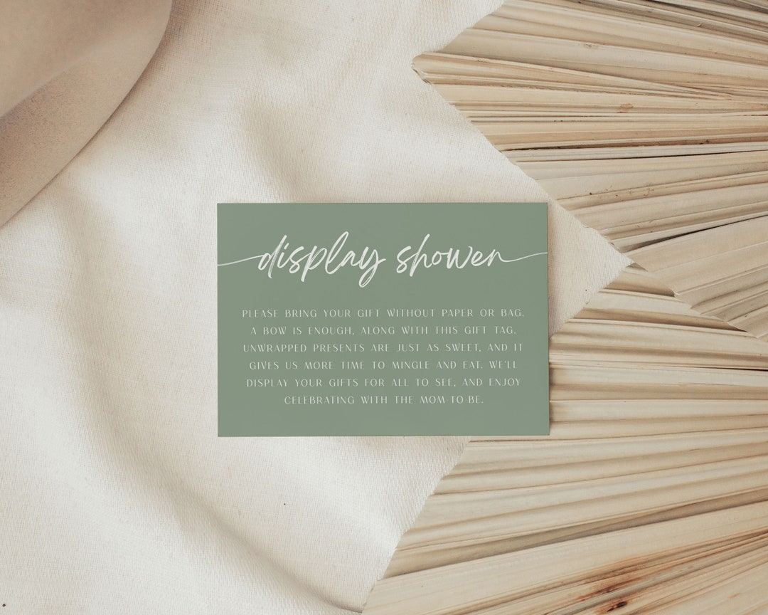 Sage Green Display Shower Insert Template: Neutral Baby Shower (digital ...