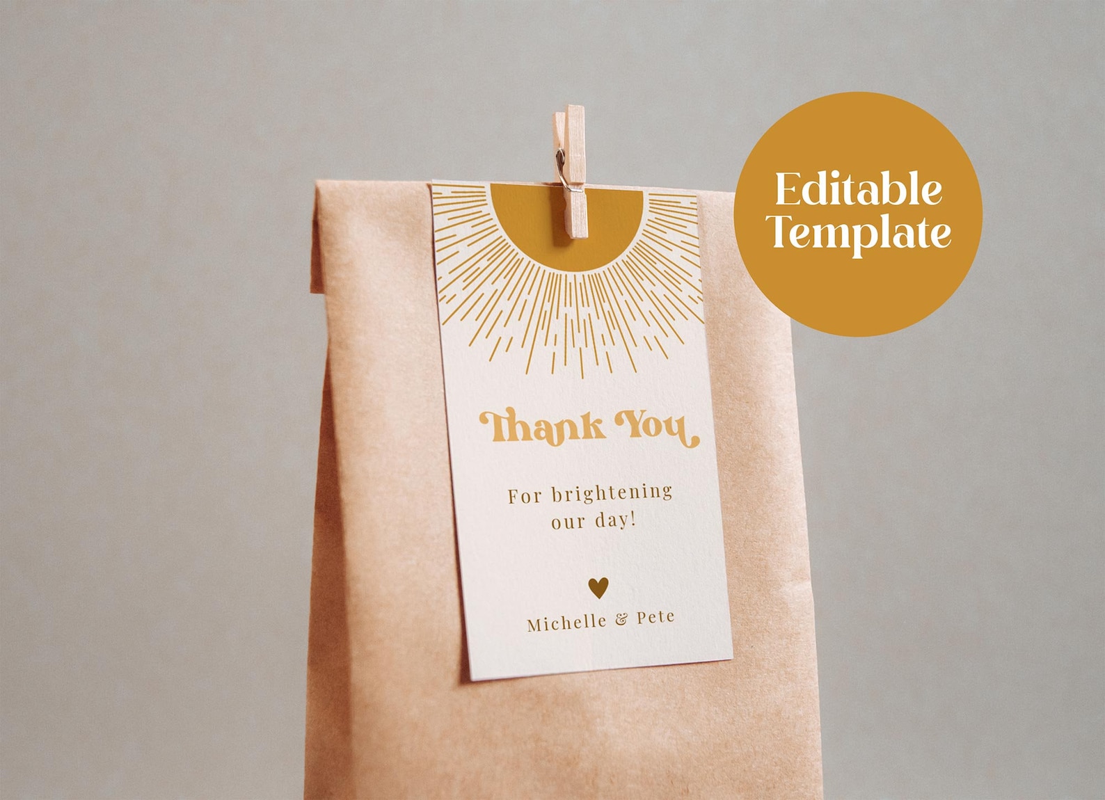Editable Retro Sun Favor Tag Template Sunshine Printable - Etsy