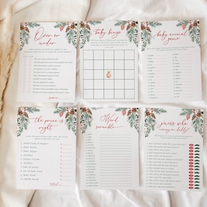 Christmas Baby Shower Game Bundle: Holiday Printable Games (Digital Download)