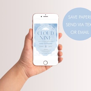 Bride on Cloud Nine Shower Invitation Template, Blue Cloud Invite