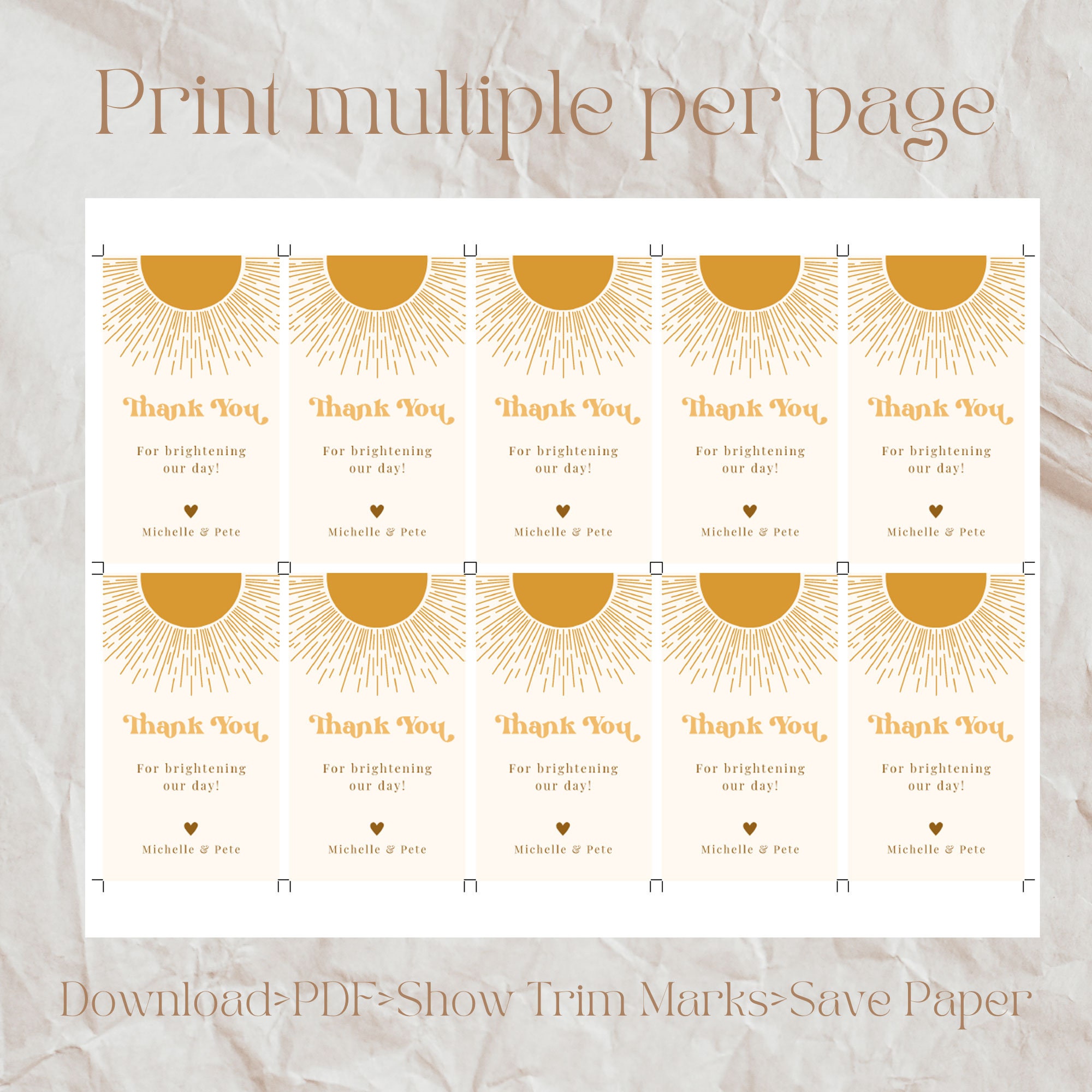 Editable Retro Sun Favor Tag Template Sunshine Printable - Etsy