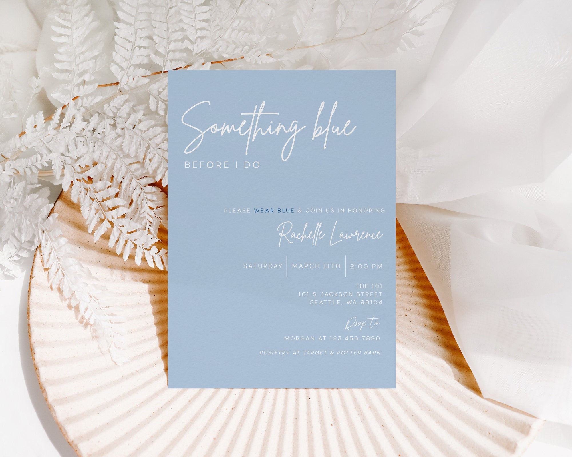 Something Blue Bridal Shower Invitation Template: Editable Dusty Blue  (digital Download) - Etsy