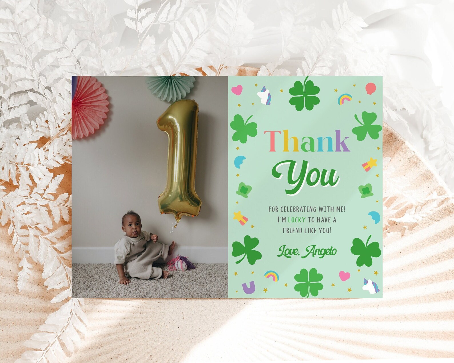 Lucky One Birthday Thank You Card, St Patricks Thank You Card Template ...