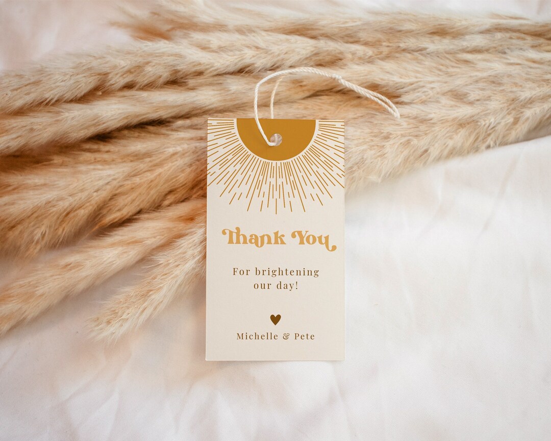 Editable Retro Sun Favor Tag Template, Sunshine Printable Favor Tag ...