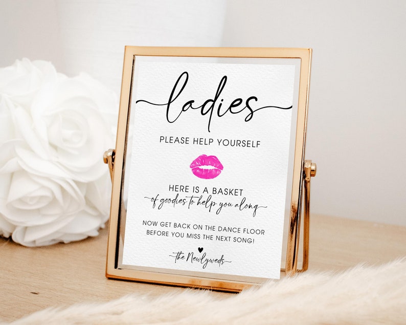 Wedding Restroom Sign Templates Bathroom Basket Sign for - Etsy