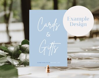 Something Blue Bridal Shower Sign Template: Cards and Gifts (Digital Download)