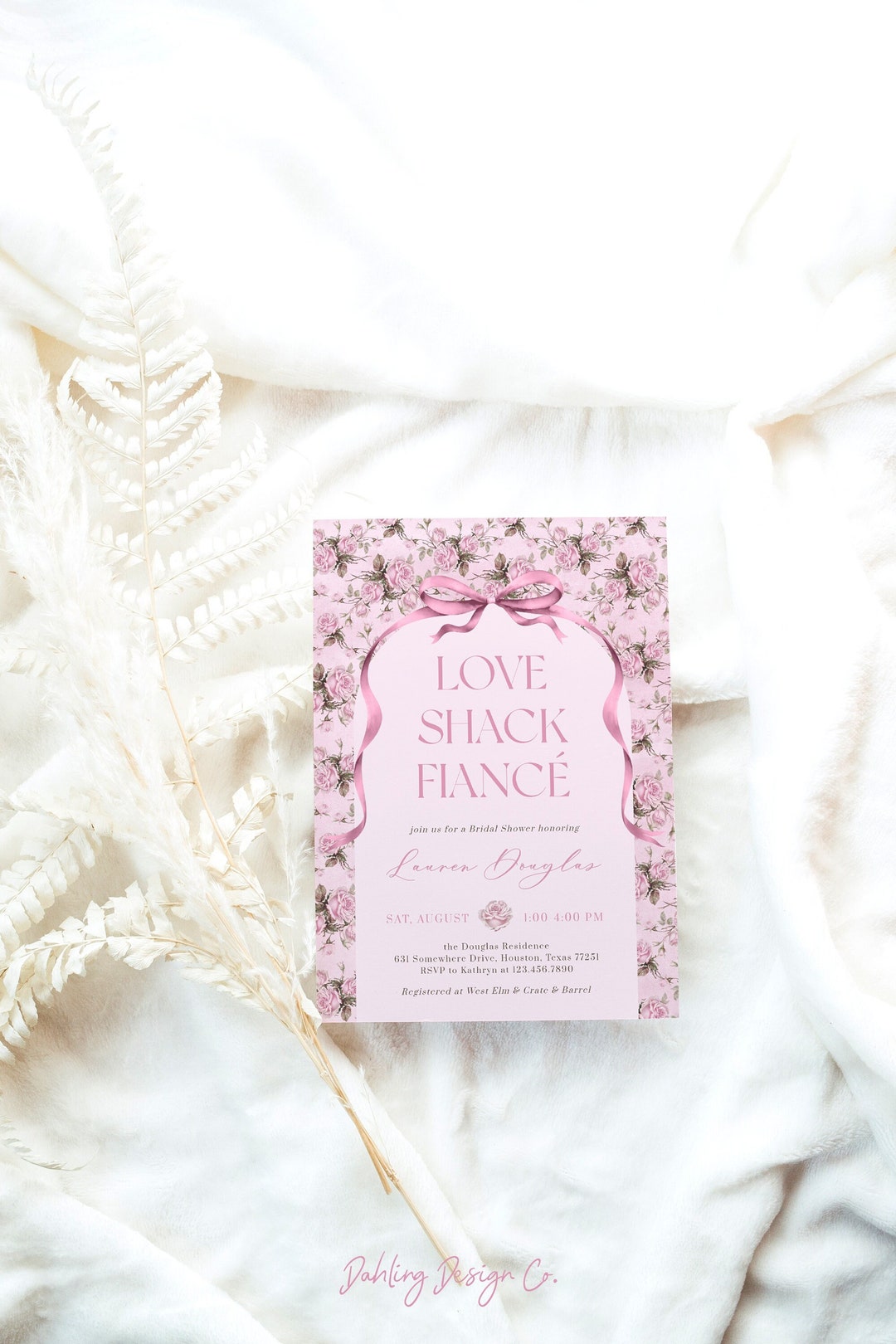 Love Shack Fiancé Invitation Template, Shabby Chic Bridal