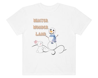 Comfort Colors Christmas Shirt, Cute Snowman Shirt, Retro Christmas Top, Let it Snow, Winter Wonderland Shirt, Unisex Garment-Dyed T-shirt
