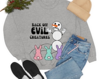 Funny Snowman Sweatshirt, Tortured Snowman, Retro Christmas Sweatshirt, Ugly Christmas Sweater, Unisex Heavy Blend Crewneck Sweatshirt