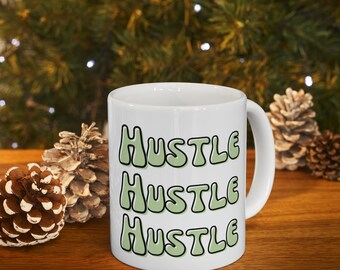 Retro Motivational Mug, Side Hustle Print on Demand Mugs, Hustle Mugs, Gig Mug, Employee Gift, White Ceramic Mug 11oz