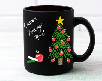 Personalized Teacher Gift, Personalized Student Gift, Christmas Mugs for Kids, Classroom Gifts, Secret Santa Gift, Personalized Black Mug