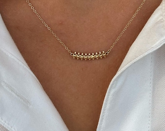 Collar de oro macizo de 14 quilates con forma de pico, minimalista, con un toque de oro, elegante y para el día a día, ideal como regalo.