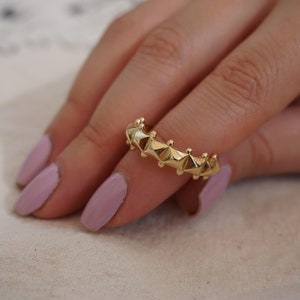 14k Solid Gold Ring, Ring With Spikes, Edgy Ring, Statement Ring, Bold Ring, Unique Ring, Classy ring, Everyday ring, Fine Jewellery