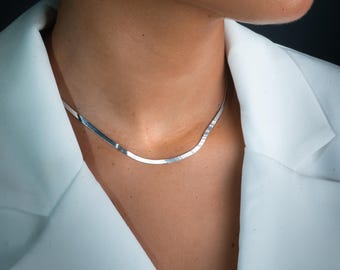 Collar elegante, collar de plata, collar bañado en oro, collar de capas, collar de espiga