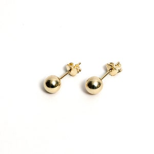 Small Stud Earrings, Tiny Gold Stud, 14K Gold Stud, 6mm, Ball Stud Earring, Small Gold Stud, Dainty Earrings
