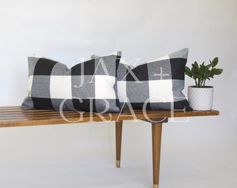 New Set of 2 Black and White Pillow Cover Buffalo Check Lumbar Throw Pillow Cover Buffalo Plaid Pillow Covers 12x20 Holiday Farmhouse Decor