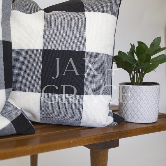 Black and white checkered outdoor pillows 2025
