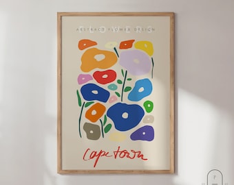 Stampe del mercato dei fiori / Poster della mostra / Arte murale incorniciata / Decorazione retrò / Stampa di Città del Capo / Decorazione murale, Stampe alla moda, Idea regalo