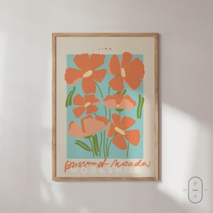 Flower Market Prints | Retro Decor | Exhibition Poster | Framed Wall Art | Orange Print | Wall Decor , Trendy Prints ,  Gift Idea