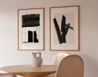Set of 2 Prints | DIGITAL DOWNLOAD | Black and White Prints | Abstract Art | Printable Art | Minimalistic Art | Scandinavian Wall Decor