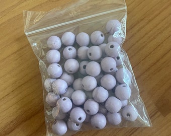 50 pcs lavender round wooden beads