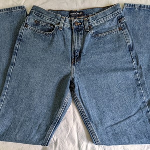 Vintage Y2K 90s 27W 32L 4 6 Straight Leg High Rise Medium Wash Denim Blue Jeans 27 x 32 Curvy Fit