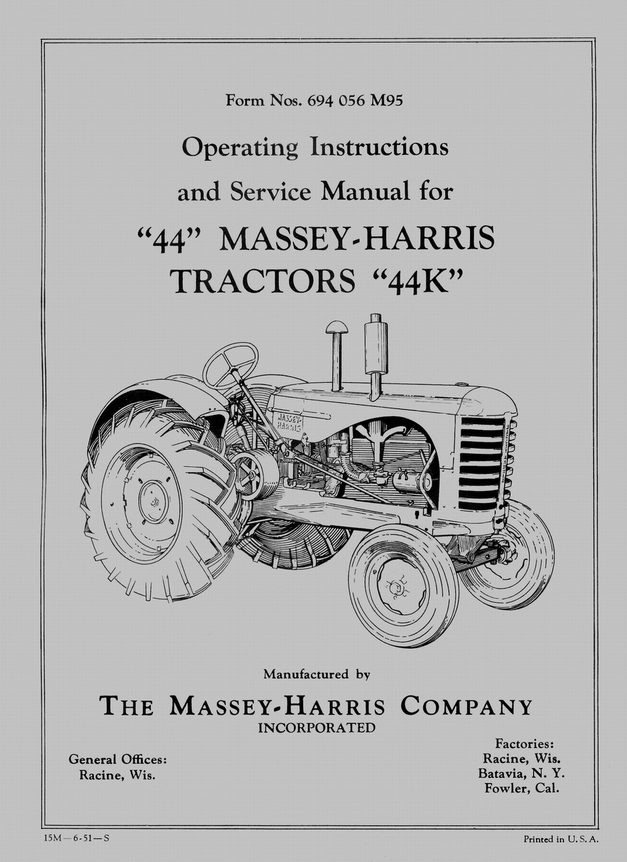Massey-Harris Pony Tractor Manual - Quality Reproduction Operating & Servicing Instructions