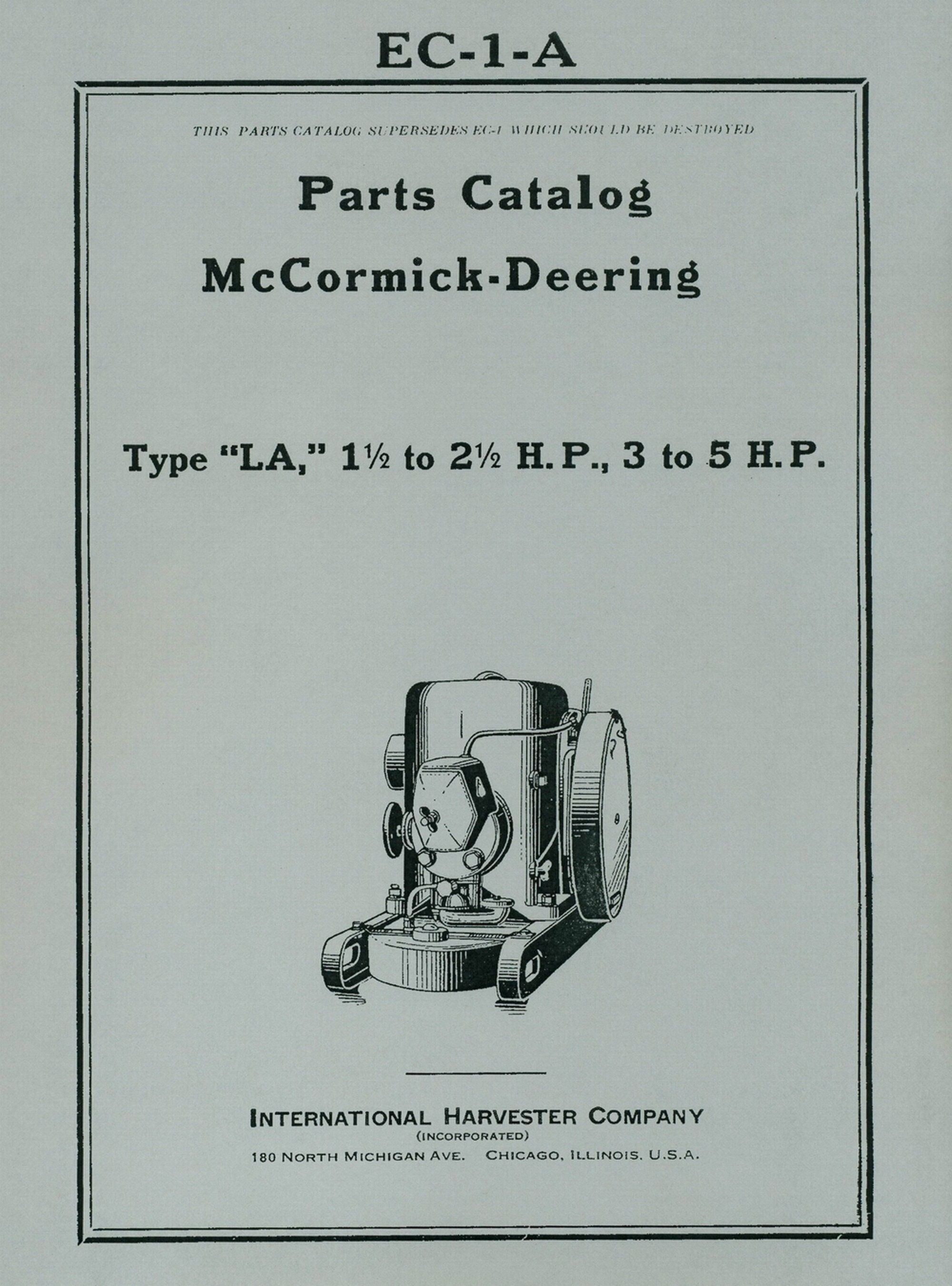 Mccormick Deering Type LA Parts Catalog EC1A Etsy
