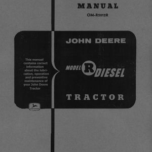 John Deere Model R Diesel Operator&#39;s Manual