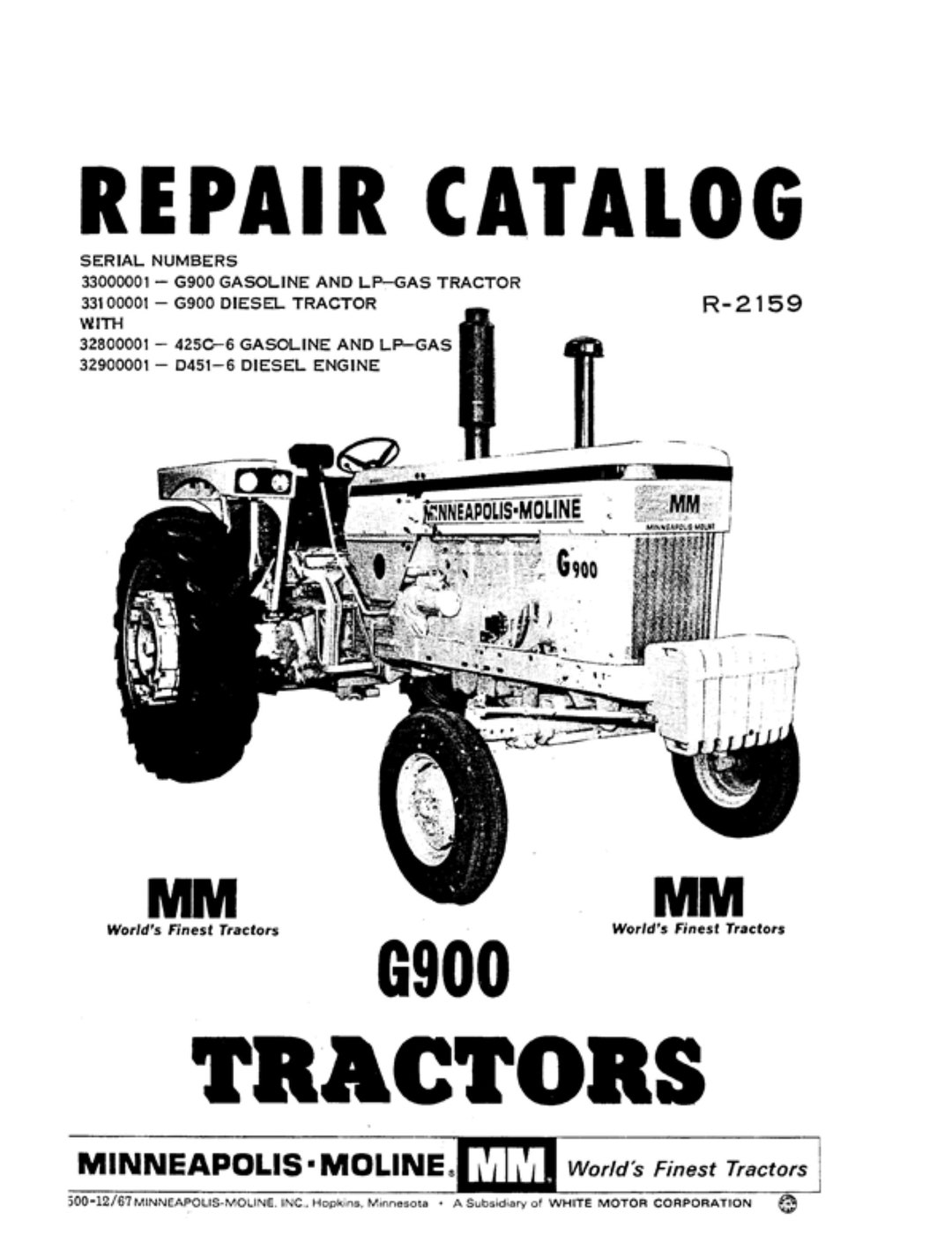 Minneapolis Moline G900 Repair Catalog Etsy
