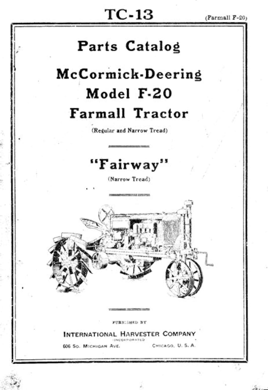 Mccormick-deering Farmall F-20 Parts Catalog - Etsy