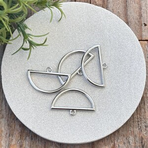 Silver Pendant, Half Circle with Closed Loop, 18x30mm, Choose Two (2) or Four (4) Pieces