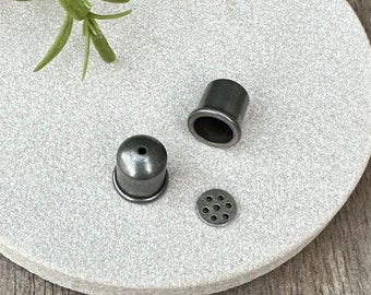 Tierracast, Cupola Cord End - 8mm, Oxidized Tin Plate, Perfect for John Bead 8mm Fringe Discs, Kumihimo