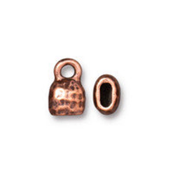 Tierracast - 4x2mm Distressed Crimp/Cord Ends - Glue-In - Antiqued Copper Plate Finish