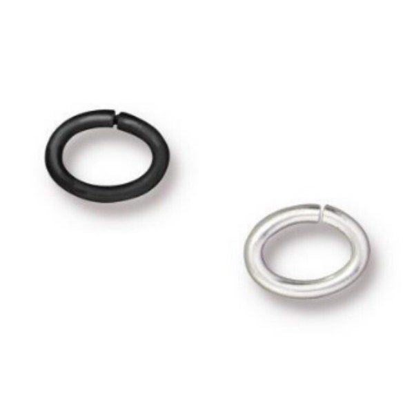 Tierracast - Oval Jump Ring - 17 Gauge - 5x3.5mm Inside Diameter - White Bronze Plate or Black - 20 Pcs