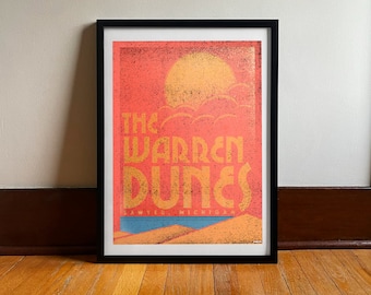 Warren Dunes Travel Poster: Vintage Michigan Art Print