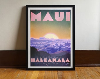 Maui | Hawaii | Haleakala | Art Print | Retro |  Vintage | Sunrise