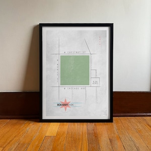 Eckhartpark | Poster van de reis van de buurt van Chicago | Plattegrond Stadspark | Digitale kunst | Vintage reizen Art Print