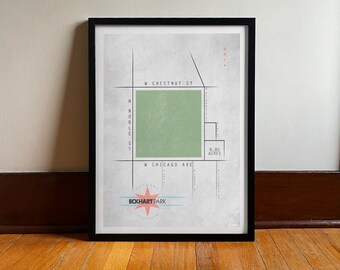 Eckhart Park Chicago Map Art Print: Vintage Travel Poster