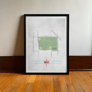 Oz-Park | Chicago Viertel Reise Poster | Nordseite | Lincoln Park | Stadtpark Karte | Digitale Kunst | Vintage Reise Kunstdruck