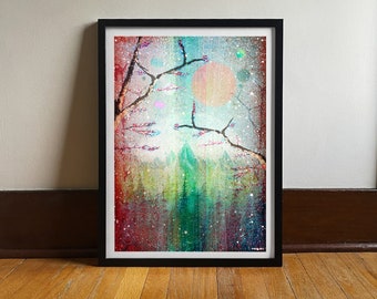 Fantasy Galaxy Art Print: Surreal Cosmic Landscape